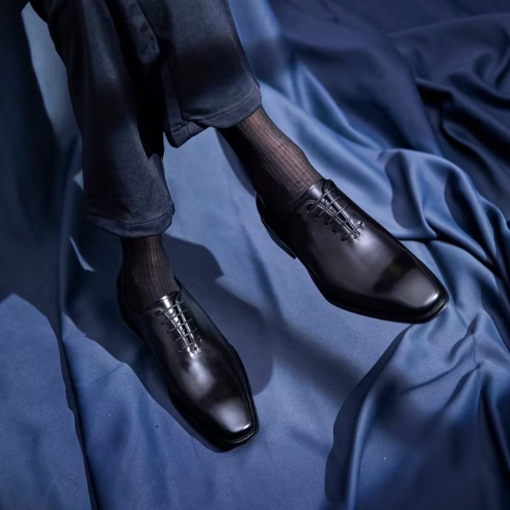 Chaussures Formelles Pour Hommes Oxford À Motif Lisse Opulent - Noir