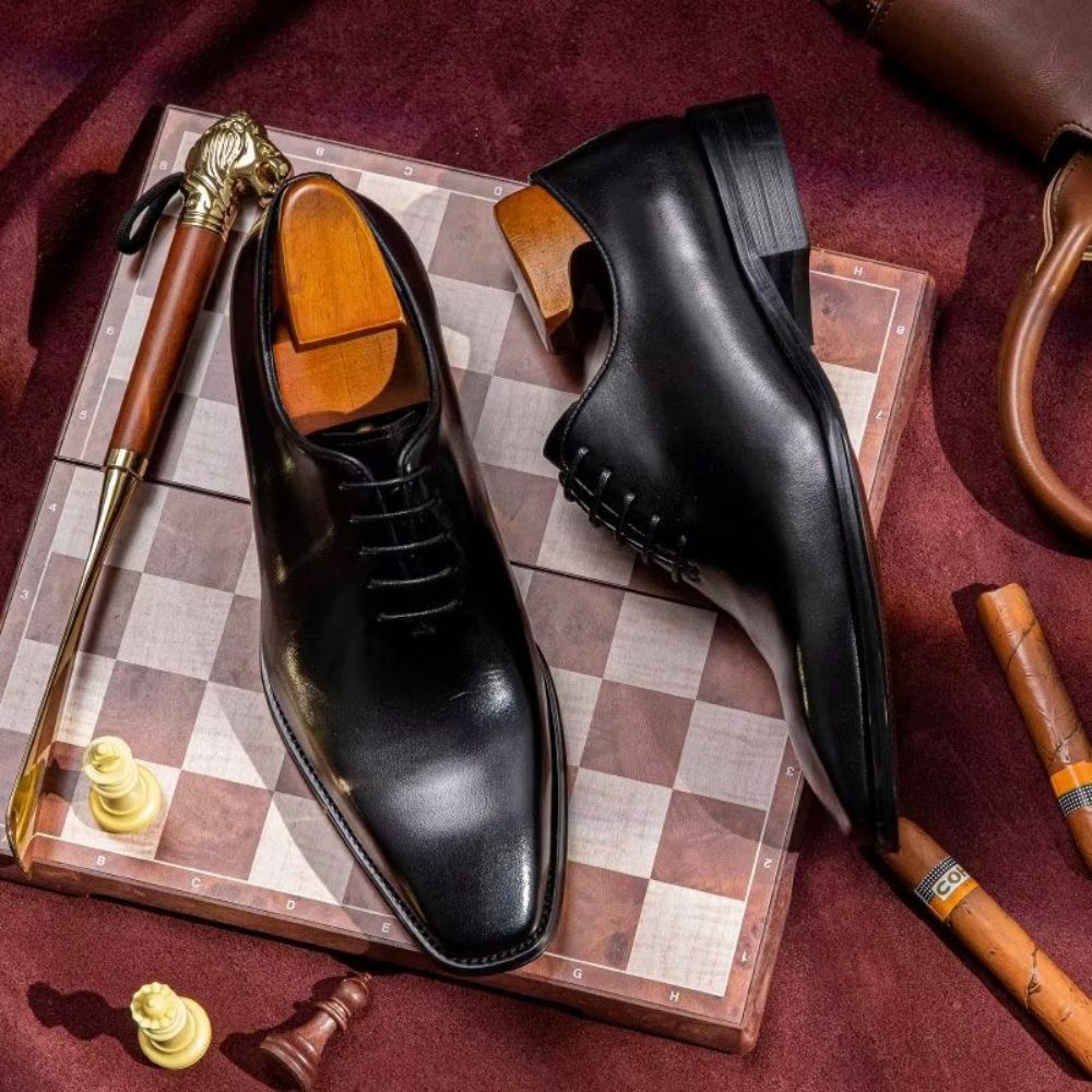 Chaussures Formelles Pour Hommes Oxford À Motif Lisse Opulent - Noir