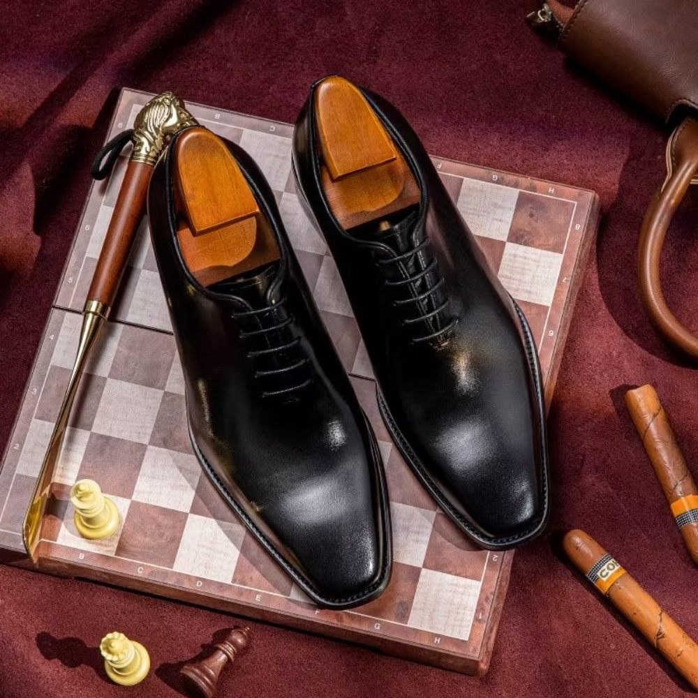 Chaussures Formelles Pour Hommes Oxford À Motif Lisse Opulent - Noir