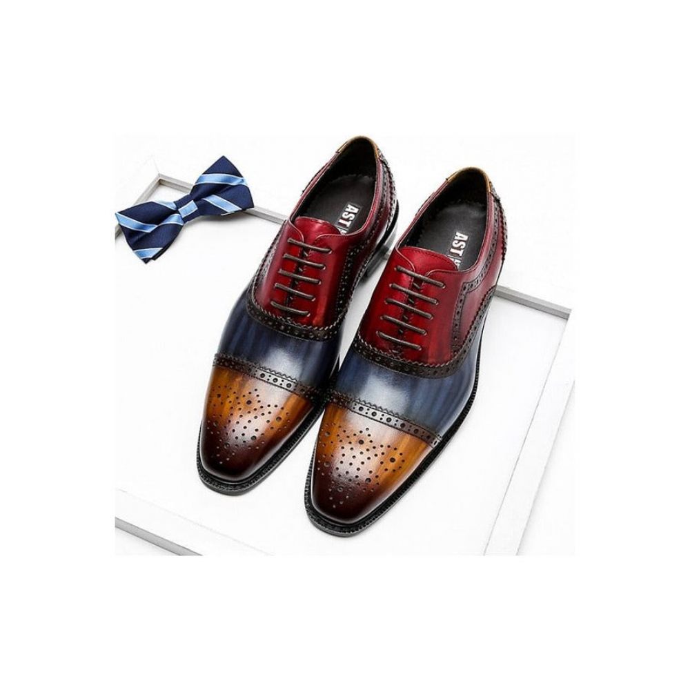 Chaussures Formelles Pour Hommes Oxfords À Lacets Cuir Bout D'aile - Exotique