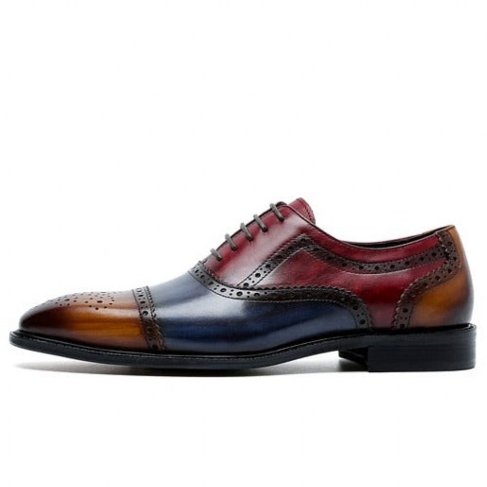 Chaussures Formelles Pour Hommes Oxfords À Lacets Cuir Bout D'aile - Exotique