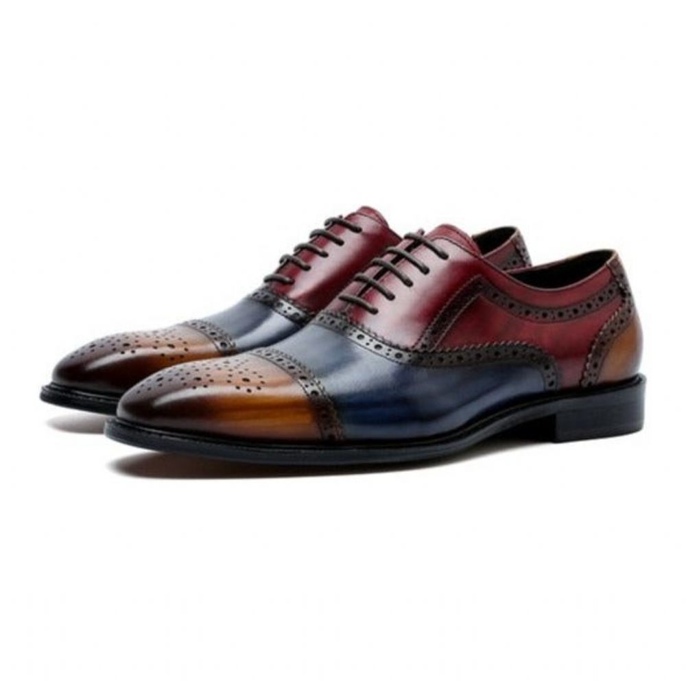 Chaussures Formelles Pour Hommes Oxfords À Lacets Cuir Bout D'aile - Exotique