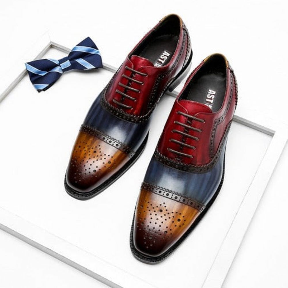 Chaussures Formelles Pour Hommes Oxfords À Lacets Cuir Bout D'aile - Exotique