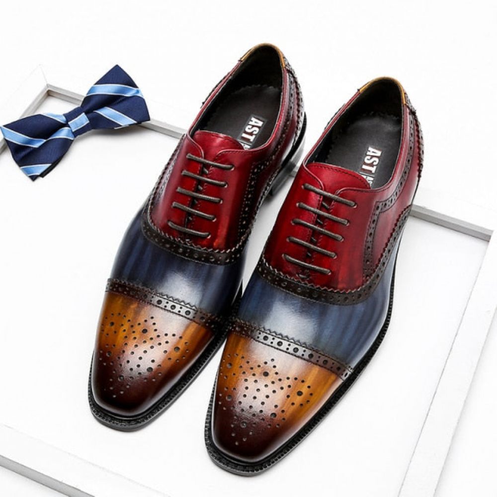 Chaussures Formelles Pour Hommes Oxfords À Lacets Cuir Bout D'aile - Exotique