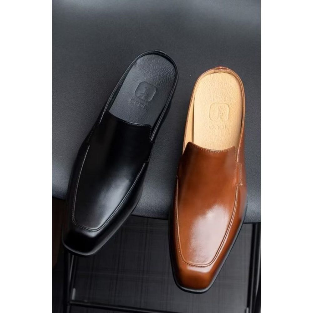 Chaussures Formelles Pour Hommes Pantoufles D'affaires Cuir Élégantes Luxe - Noir