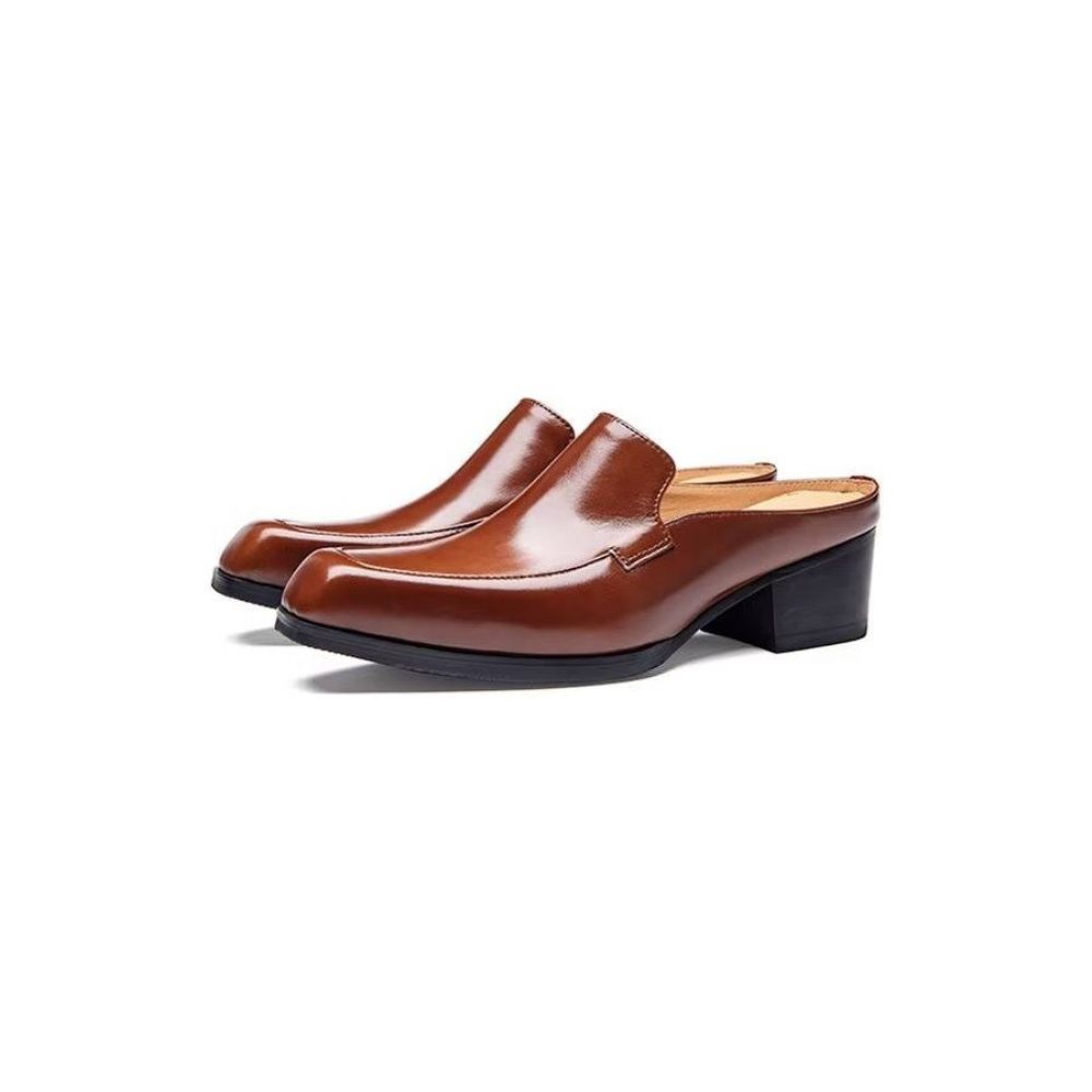 Chaussures Formelles Pour Hommes Pantoufles D'affaires Cuir Élégantes Luxe - Marron