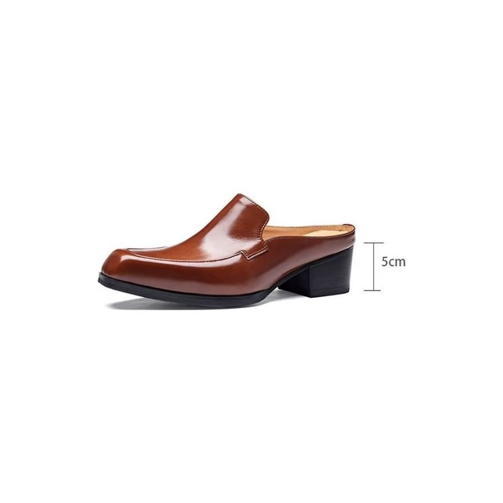 Chaussures Formelles Pour Hommes Pantoufles D'affaires Cuir Élégantes Luxe - Marron