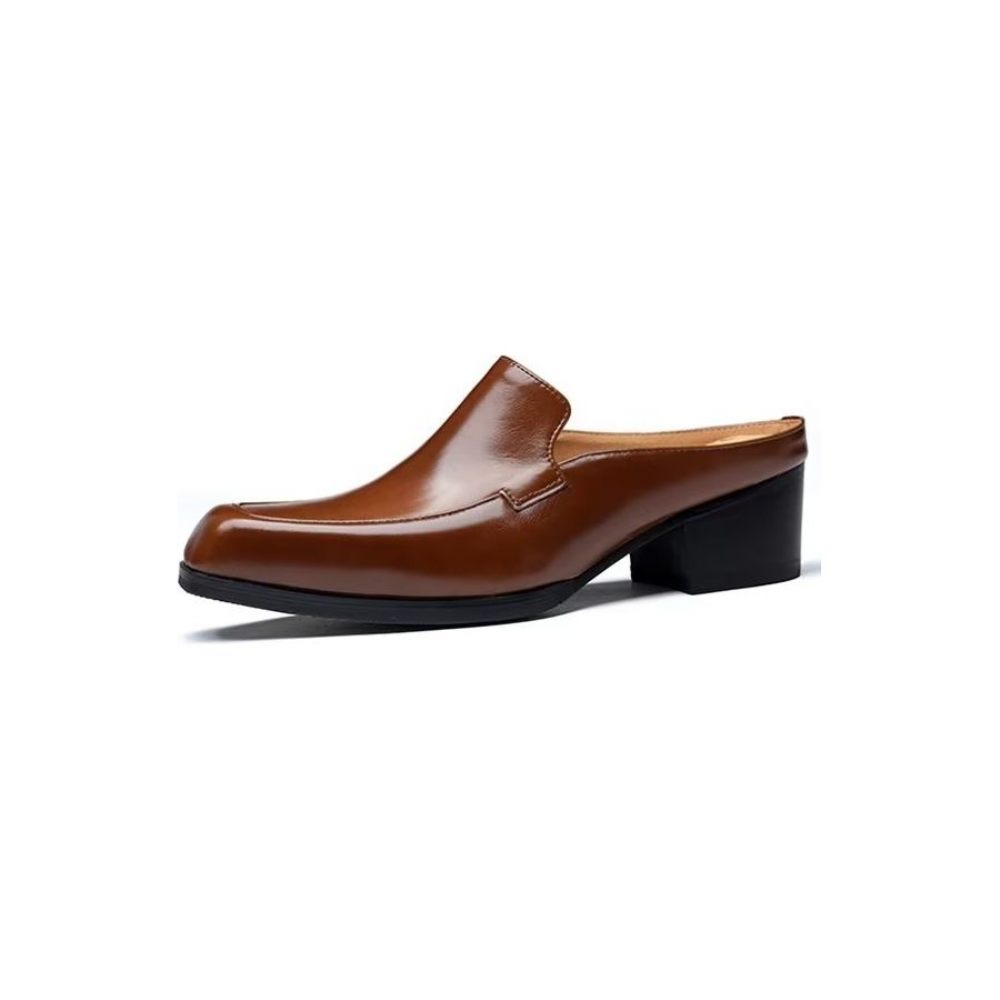 Chaussures Formelles Pour Hommes Pantoufles D'affaires Cuir Élégantes Luxe - Marron