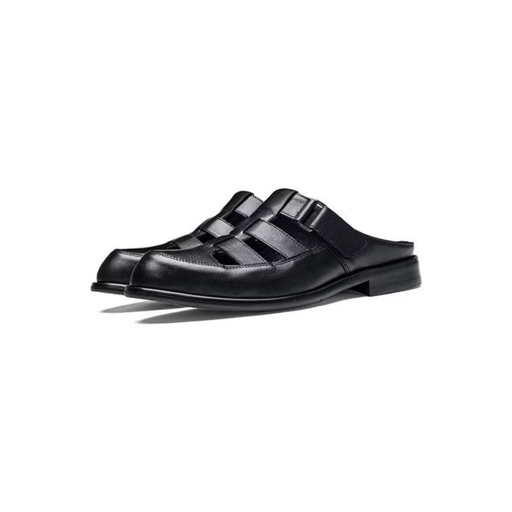 Chaussures Formelles Pour Hommes Pantoufles D'affaires Élégantes Cuir À Bout Pointu Luxe - Noir 1