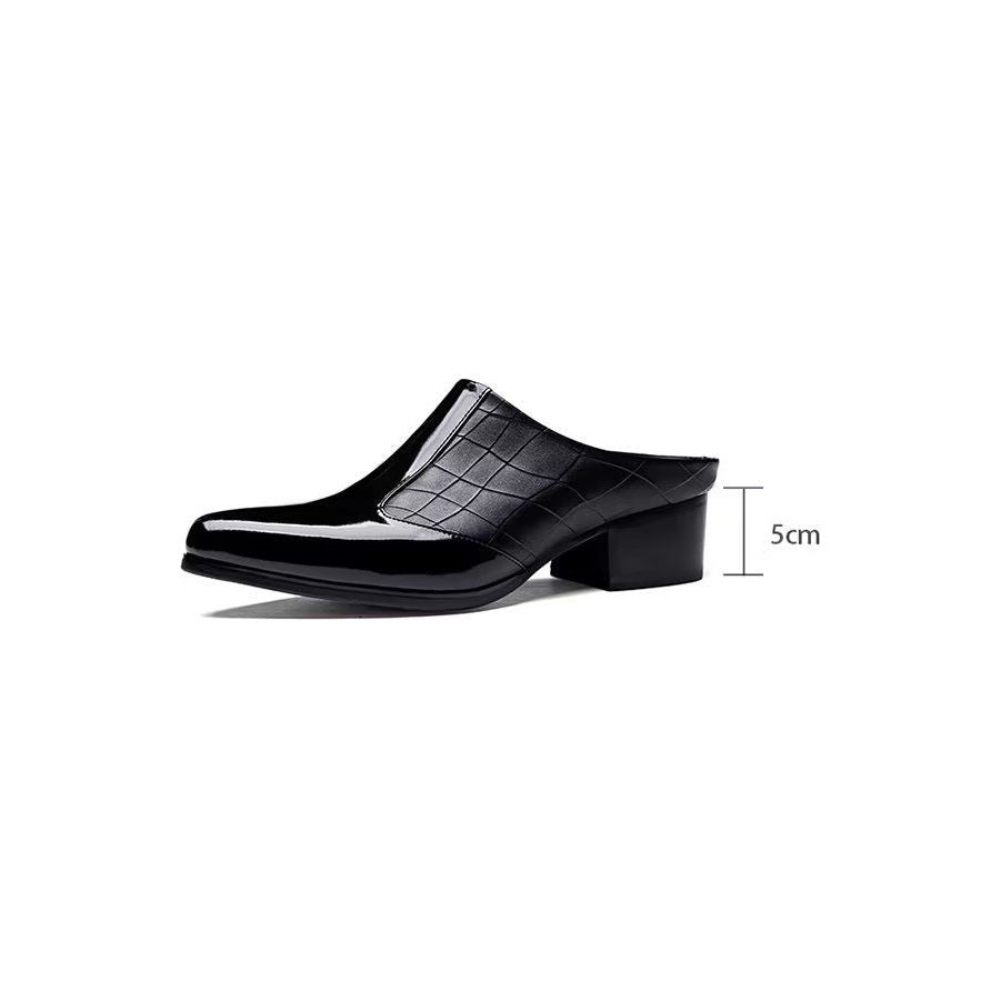 Chaussures Formelles Pour Hommes Pantoufles D'affaires Élégantes Cuir À Bout Pointu Luxe - Noir 1