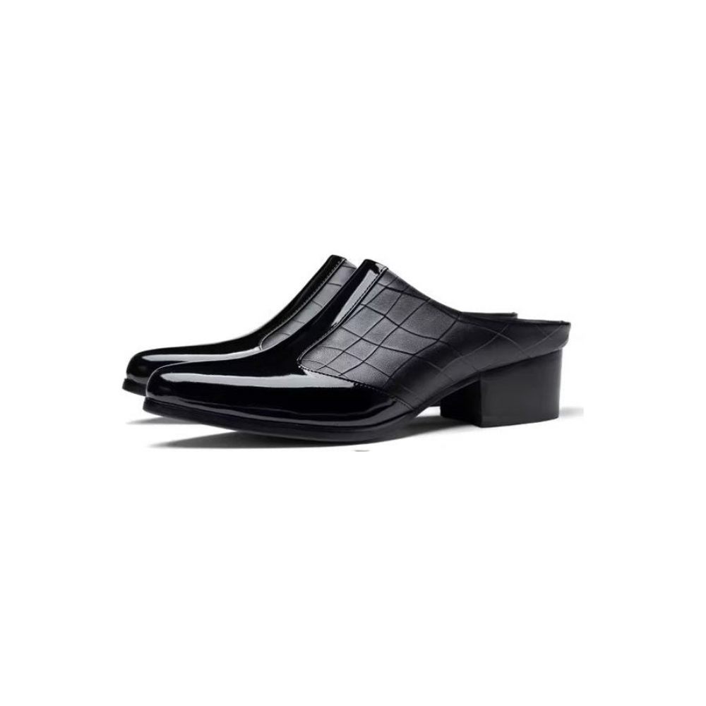 Chaussures Formelles Pour Hommes Pantoufles D'affaires Élégantes Cuir À Bout Pointu Luxe - Noir 1