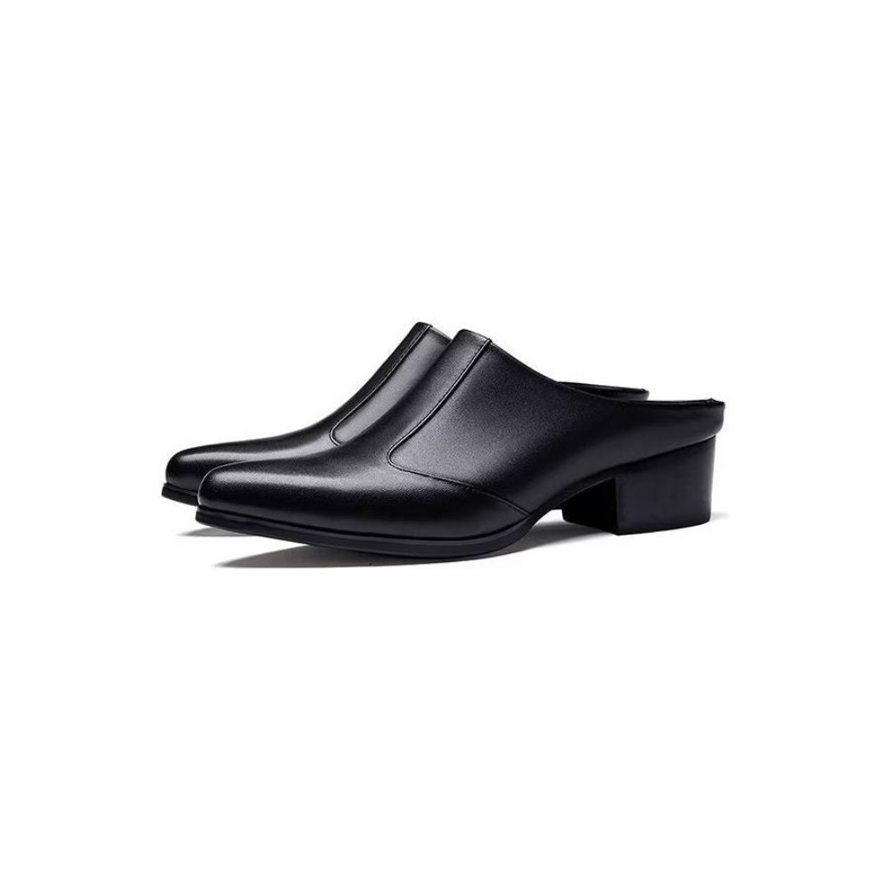 Chaussures Formelles Pour Hommes Pantoufles D'affaires Élégantes Cuir À Bout Pointu Luxe - Noir 1