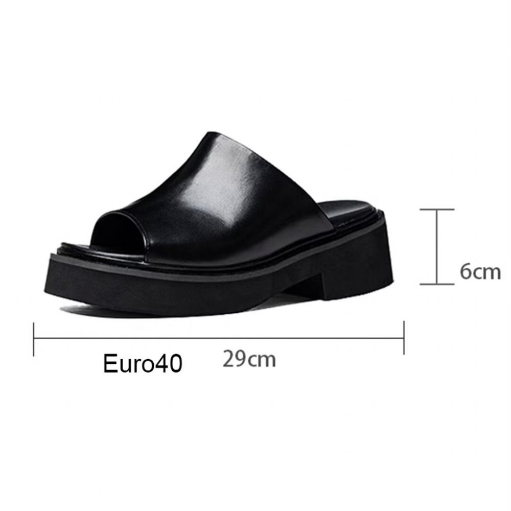 Chaussures Formelles Pour Hommes Pantoufles Classiques Cuir À Bout Rond - Noir