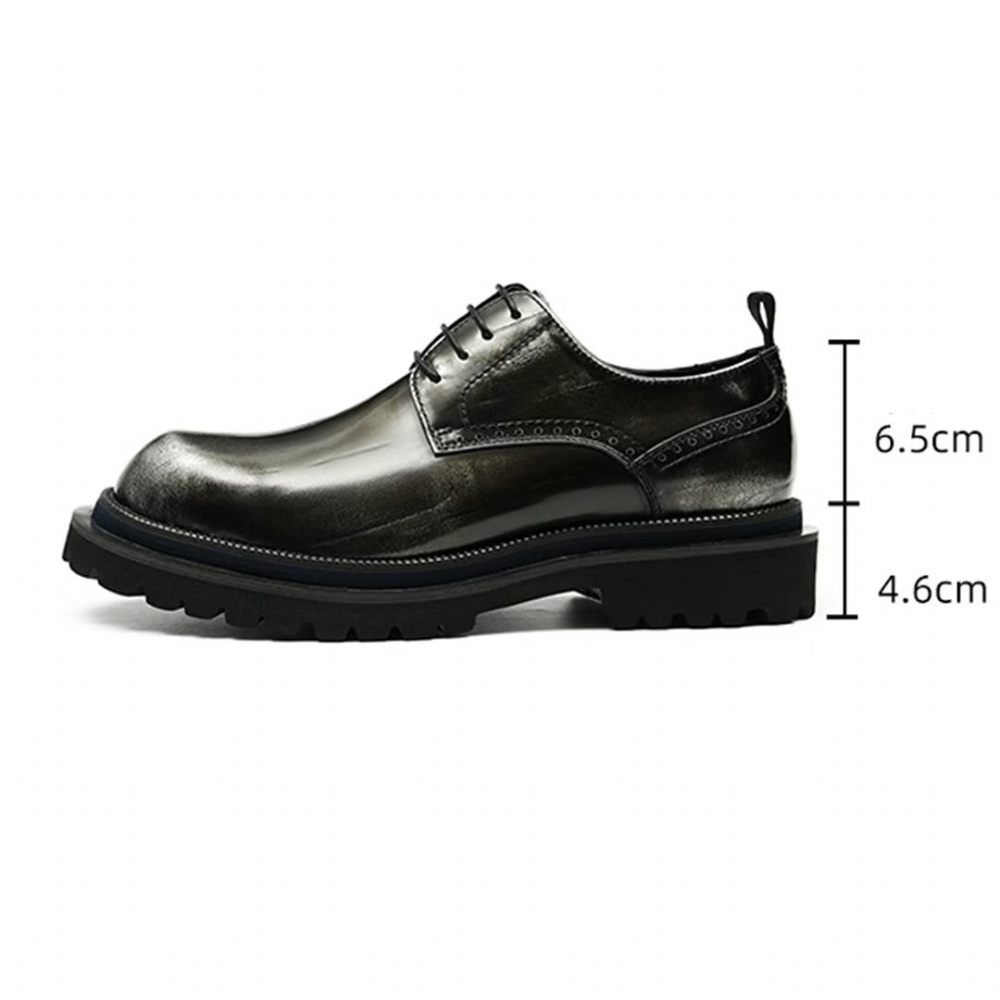 Chaussures Formelles Pour Hommes Peau Vache Élégance À Lacets Habillées Luxe - Noir