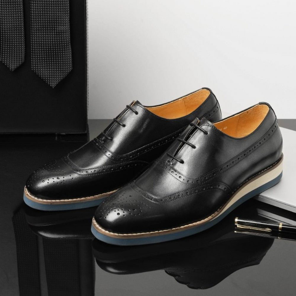 Chaussures Formelles Pour Hommes À Plateforme Exotiques Bout D'aile - Noir