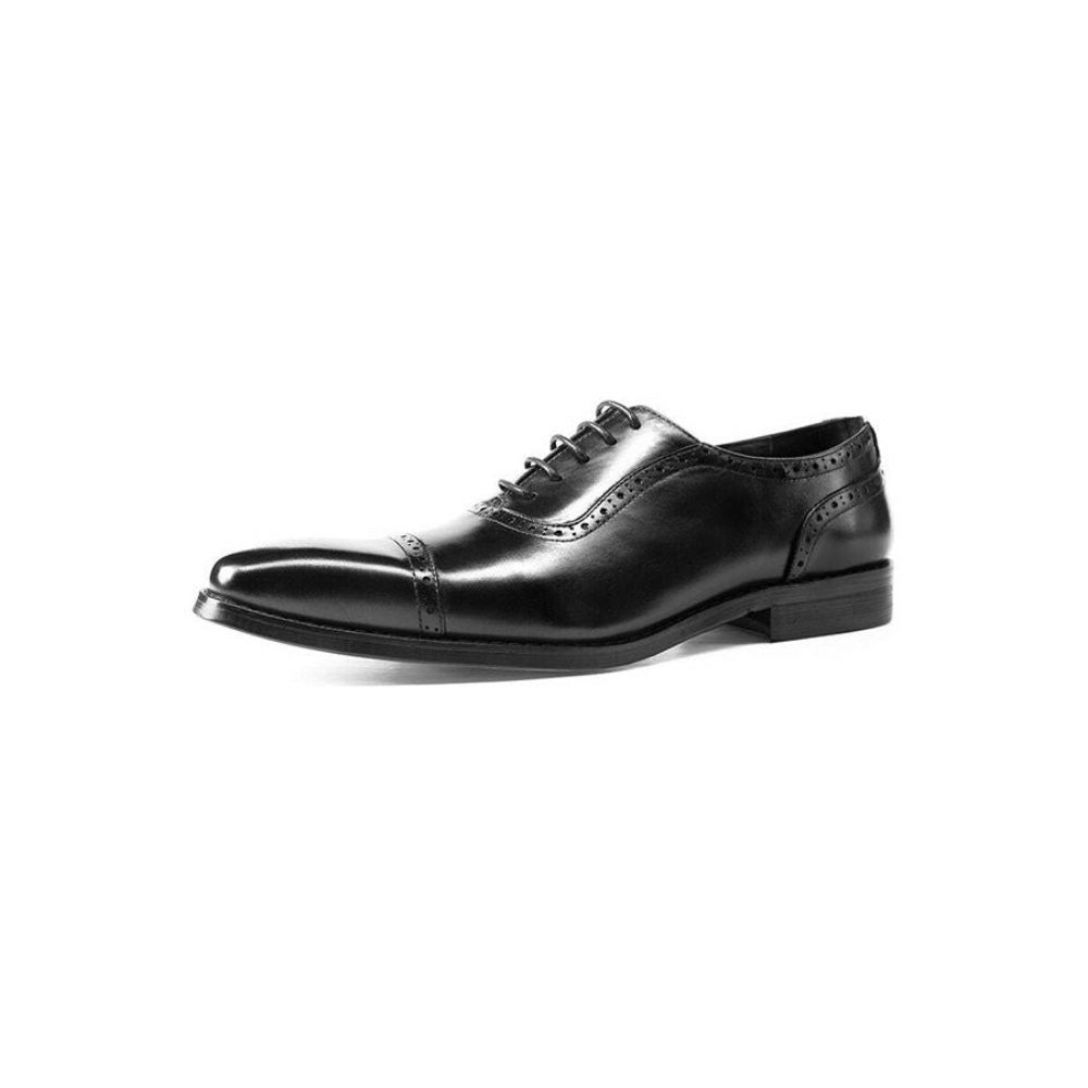 Chaussures Formelles Pour Hommes Plates À Lacets Cuir