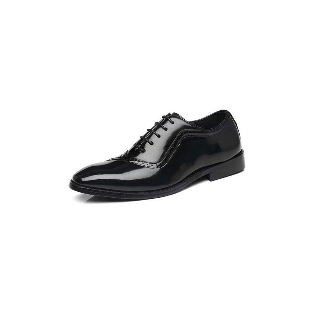 Chaussures Formelles Pour Hommes Relief Élégance Bout Pointu Habillées Oxford Élégantes - Noir