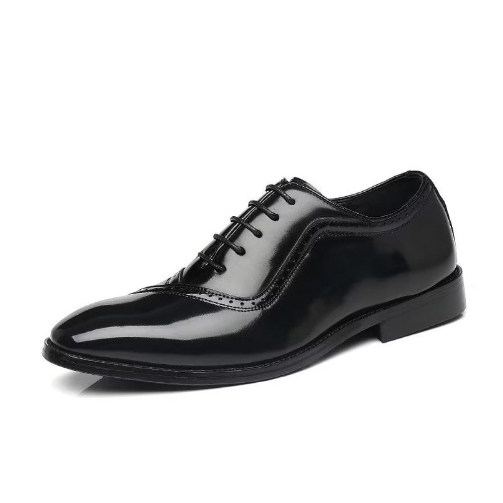 Chaussures Formelles Pour Hommes Relief Élégance Bout Pointu Habillées Oxford Élégantes - Noir