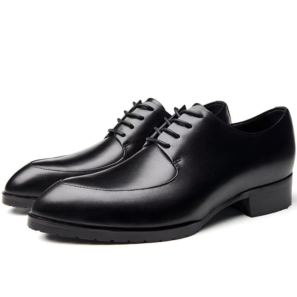 Chaussures Formelles Pour Hommes Relief Élégance Habillées Derby À Bout Pointu - Noir