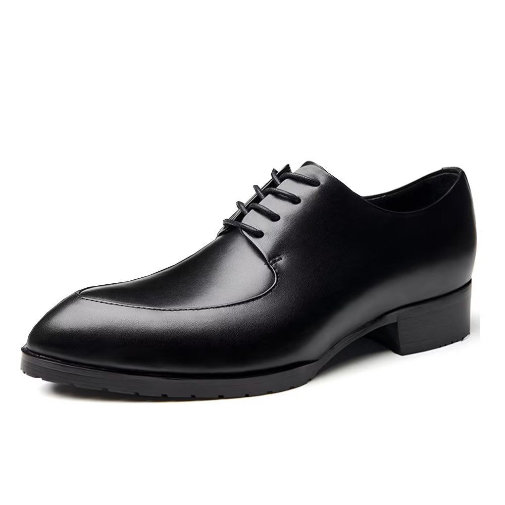 Chaussures Formelles Pour Hommes Relief Élégance Habillées Derby À Bout Pointu - Noir