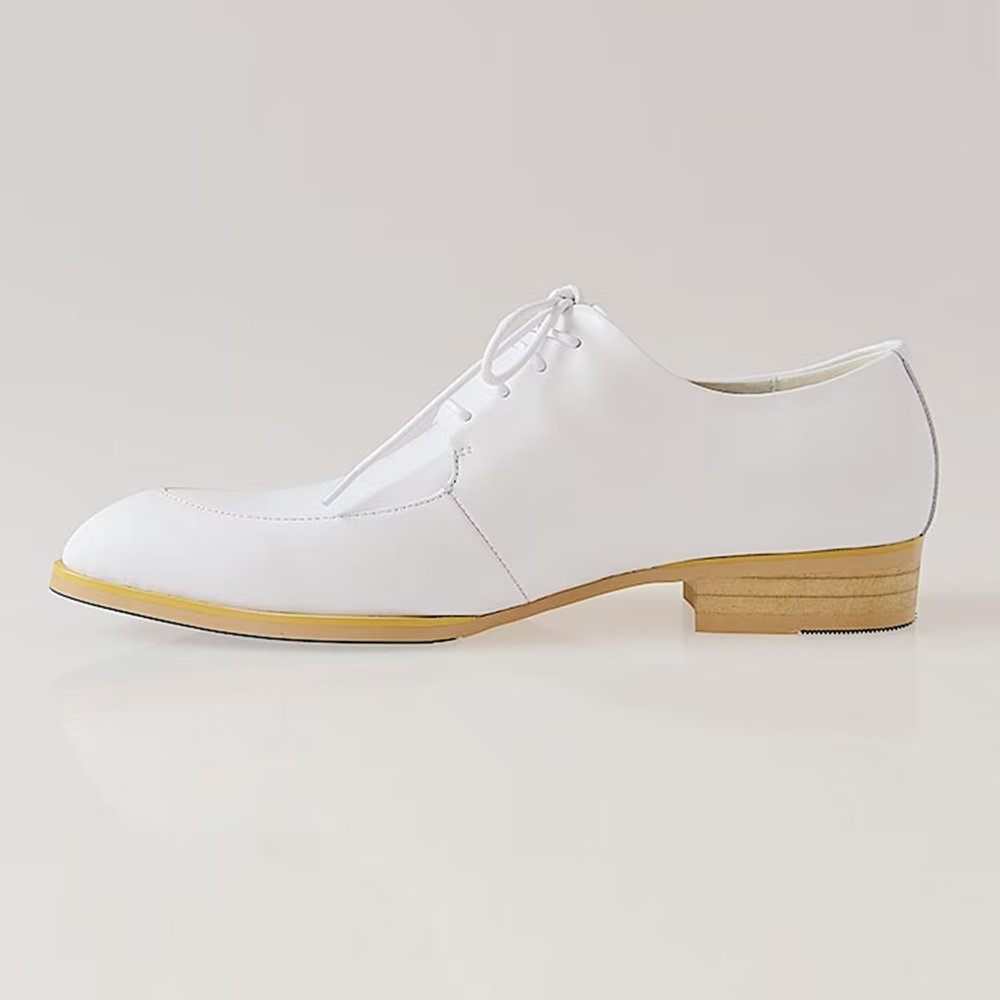 Chaussures Formelles Pour Hommes Relief Élégance Habillées Derby À Bout Pointu - Blanc