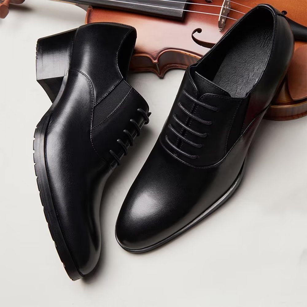 Chaussures Formelles Pour Hommes Relief Élégance Habillées Oxford À Bout Pointu - Noir