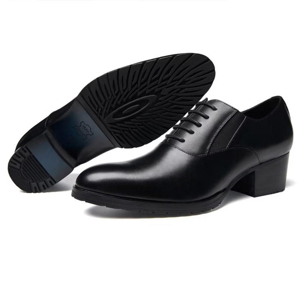 Chaussures Formelles Pour Hommes Relief Élégance Habillées Oxford À Bout Pointu - Noir