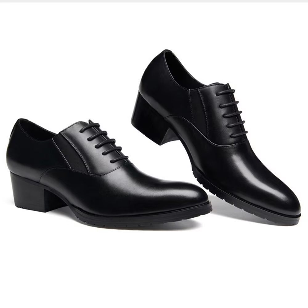 Chaussures Formelles Pour Hommes Relief Élégance Habillées Oxford À Bout Pointu - Noir