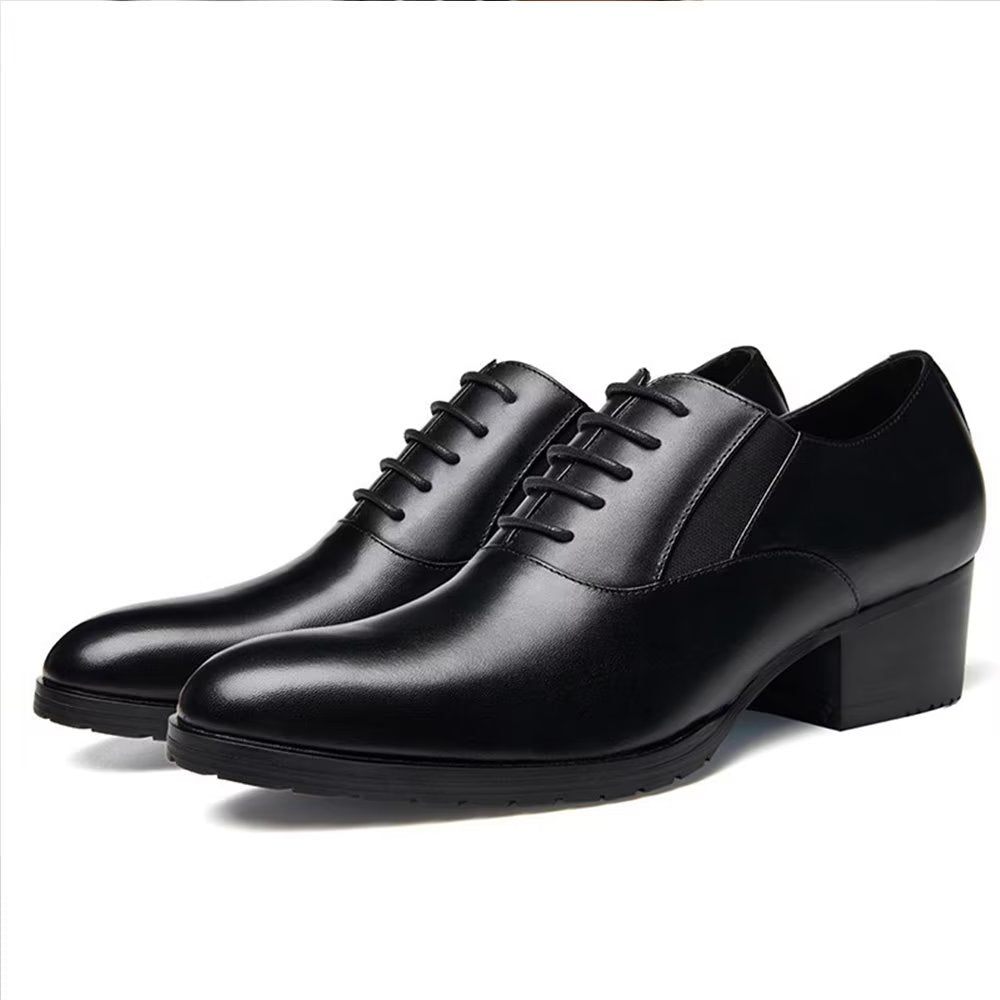 Chaussures Formelles Pour Hommes Relief Élégance Habillées Oxford À Bout Pointu - Noir