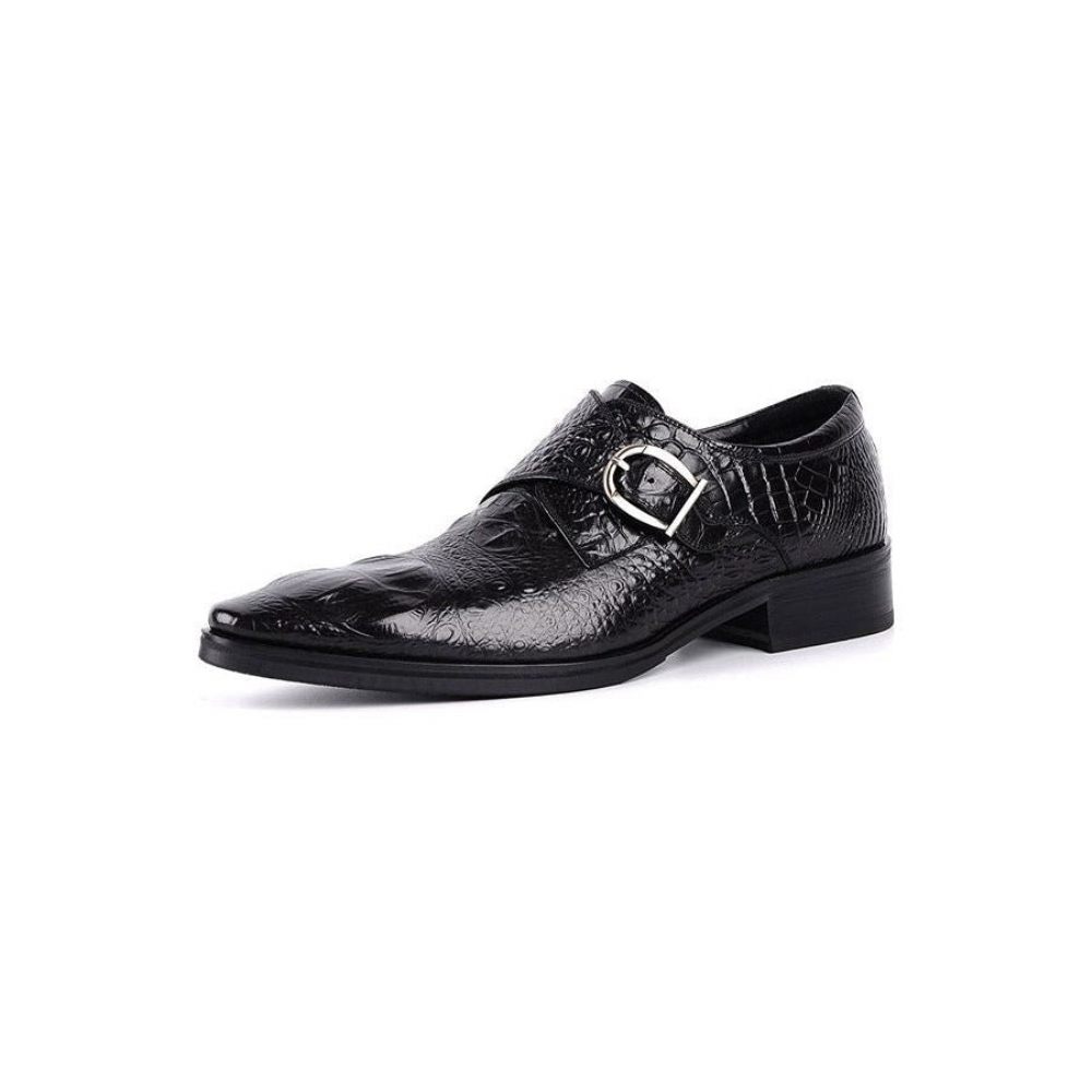 Chaussures Formelles Pour Hommes Richelieu À Bout Pointu Et Enfiler - Noir