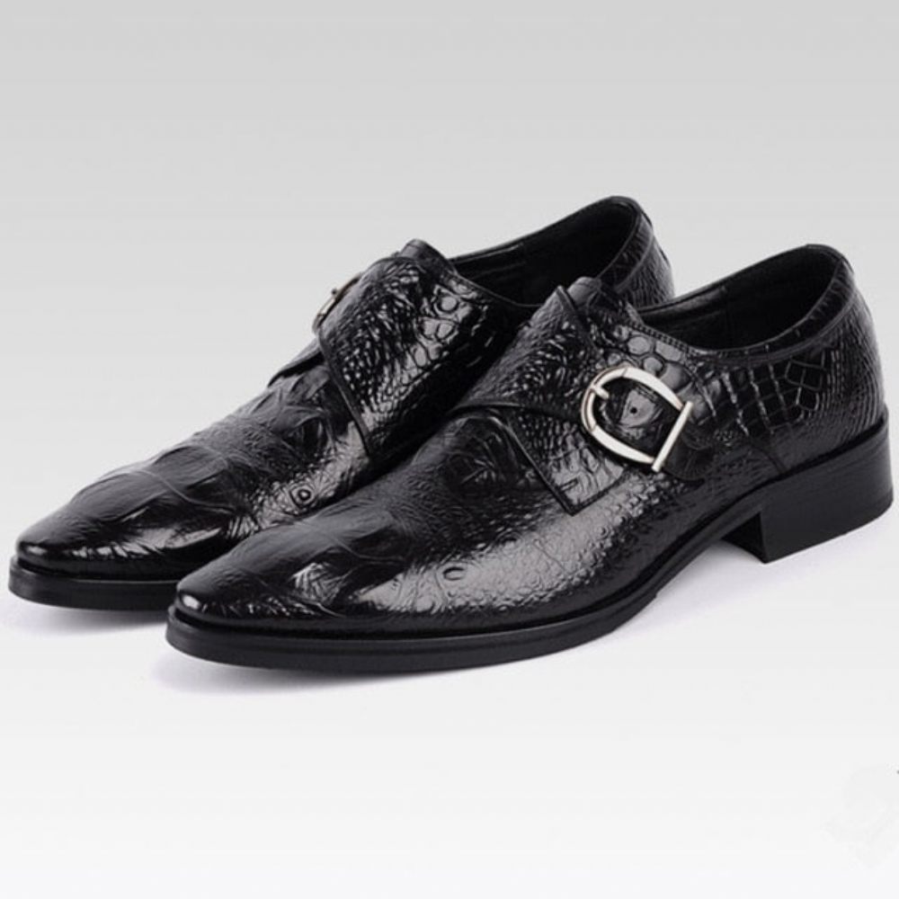 Chaussures Formelles Pour Hommes Richelieu À Bout Pointu Et Enfiler - Noir