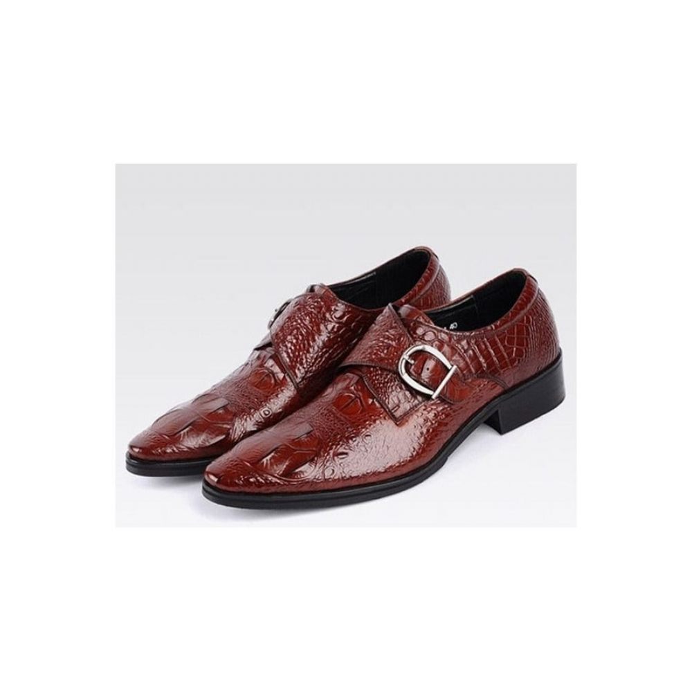 Chaussures Formelles Pour Hommes Richelieu À Bout Pointu Et Enfiler - Rouge