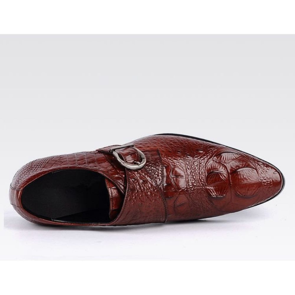 Chaussures Formelles Pour Hommes Richelieu À Bout Pointu Et Enfiler - Rouge