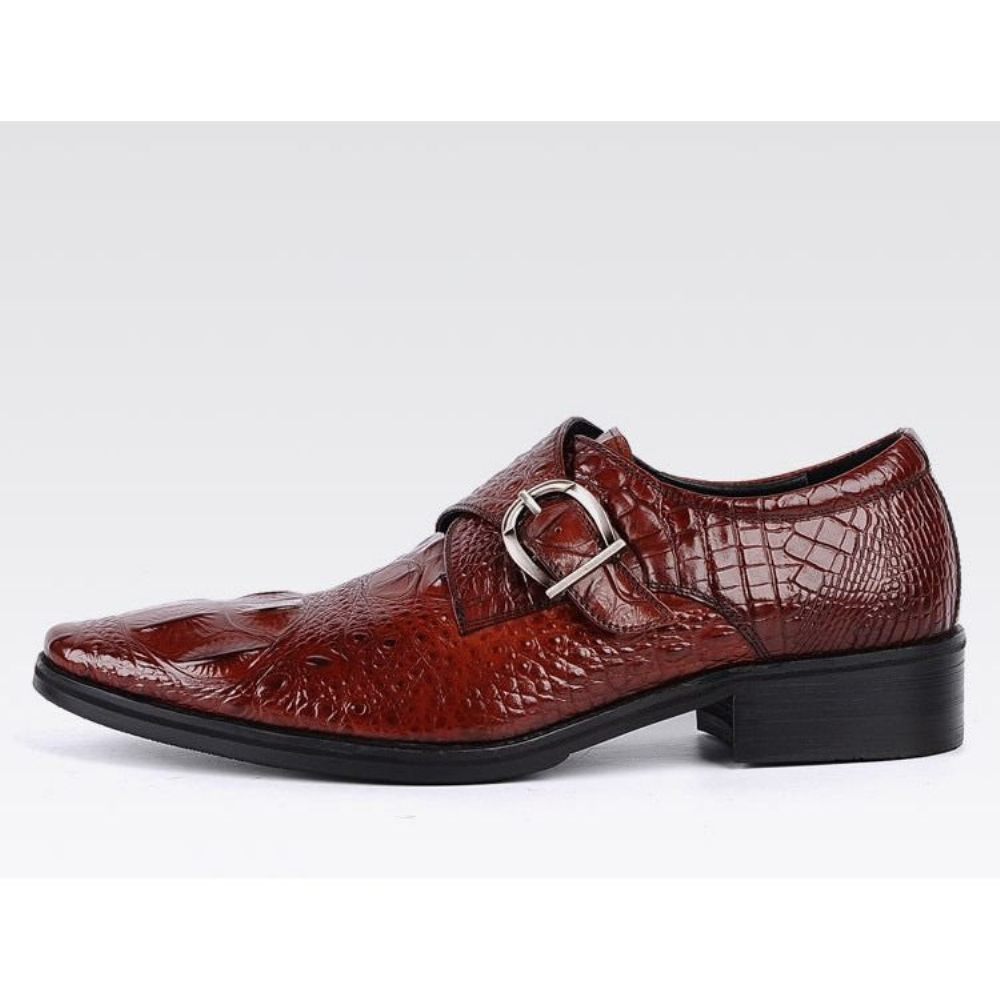 Chaussures Formelles Pour Hommes Richelieu À Bout Pointu Et Enfiler - Rouge