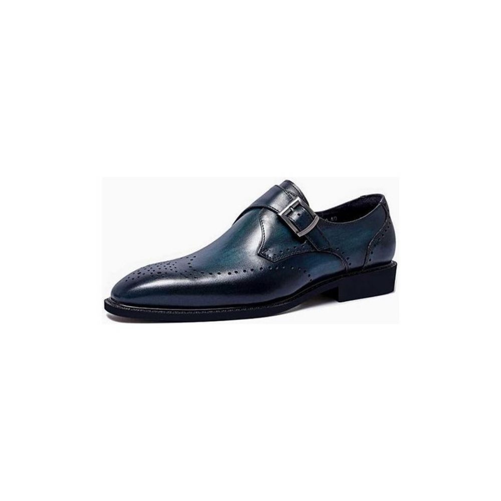 Chaussures Formelles Pour Hommes Richelieu À Bout Pointu Motif Exotique - Bleu