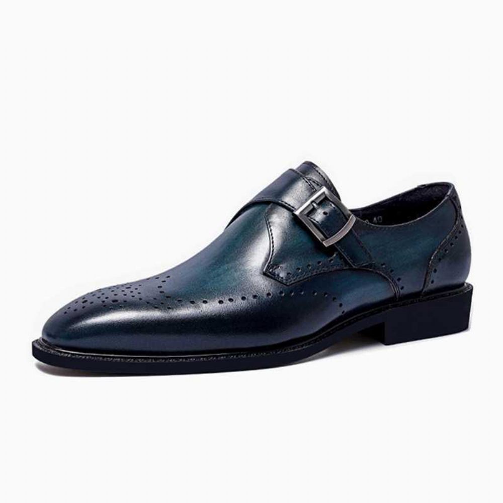 Chaussures Formelles Pour Hommes Richelieu À Bout Pointu Motif Exotique - Bleu