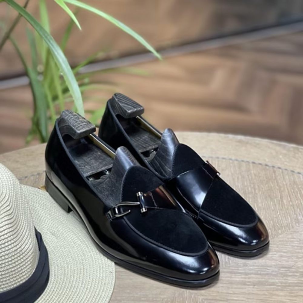 Chaussures Formelles Pour Hommes Richelieu Classiques À Enfiler - Noir