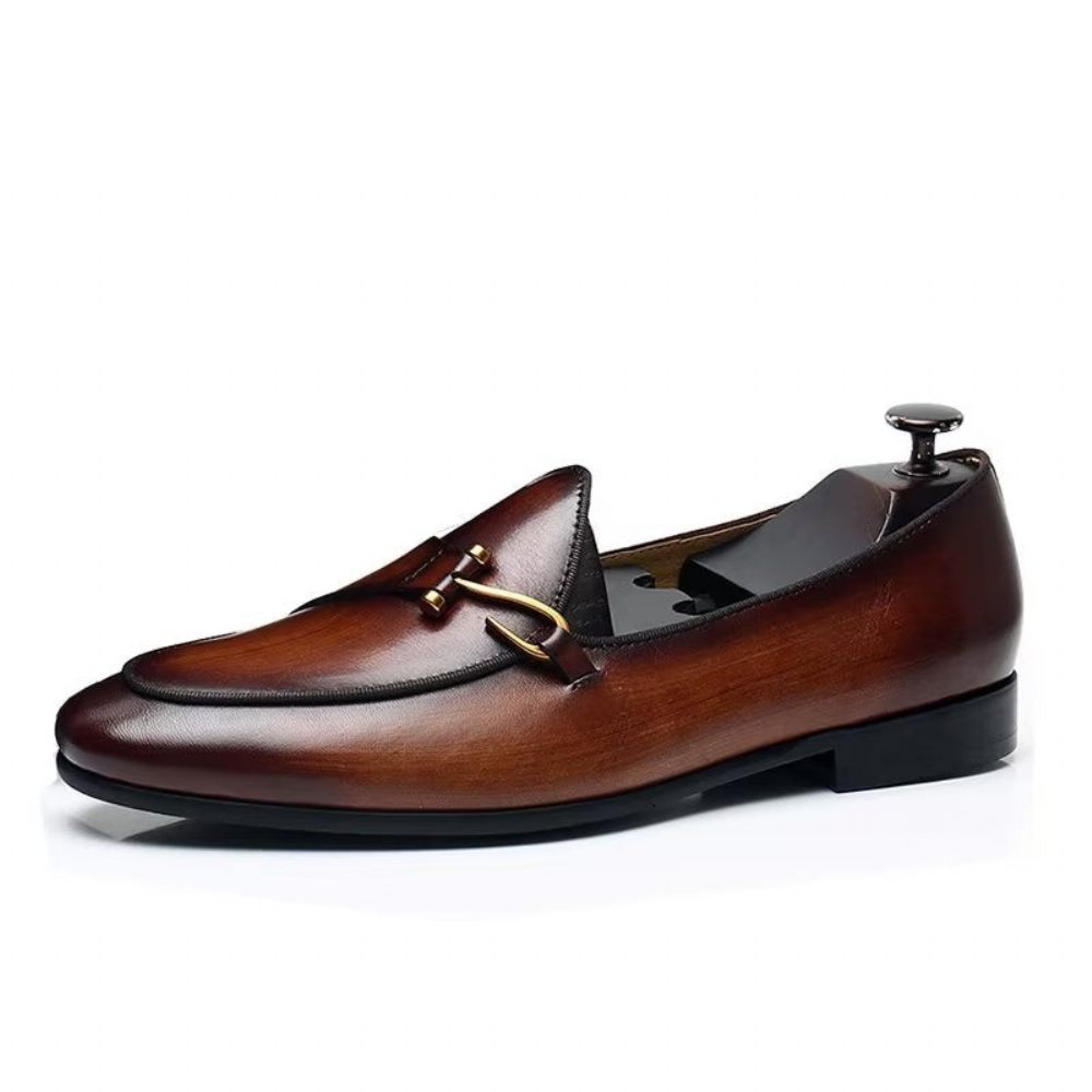 Chaussures Formelles Pour Hommes Richelieu Classiques À Enfiler - Marron