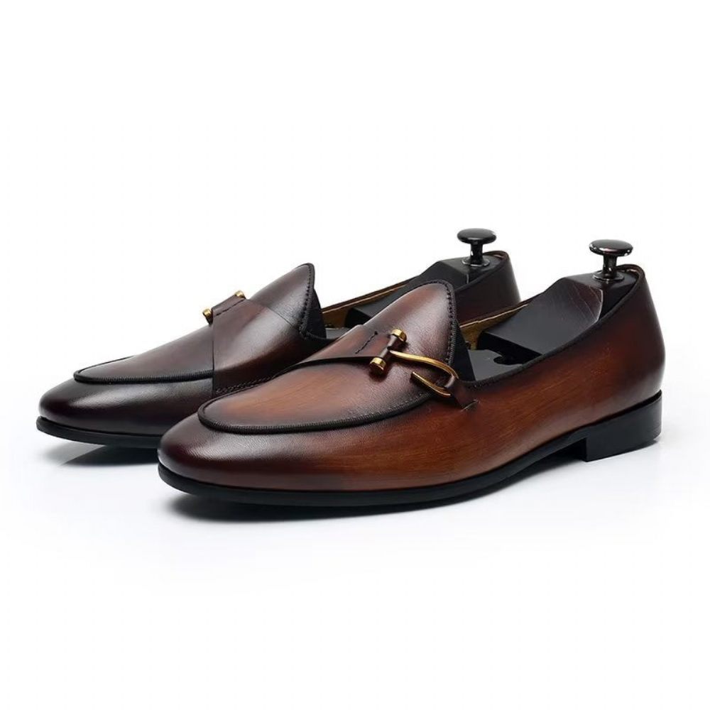 Chaussures Formelles Pour Hommes Richelieu Classiques À Enfiler - Marron