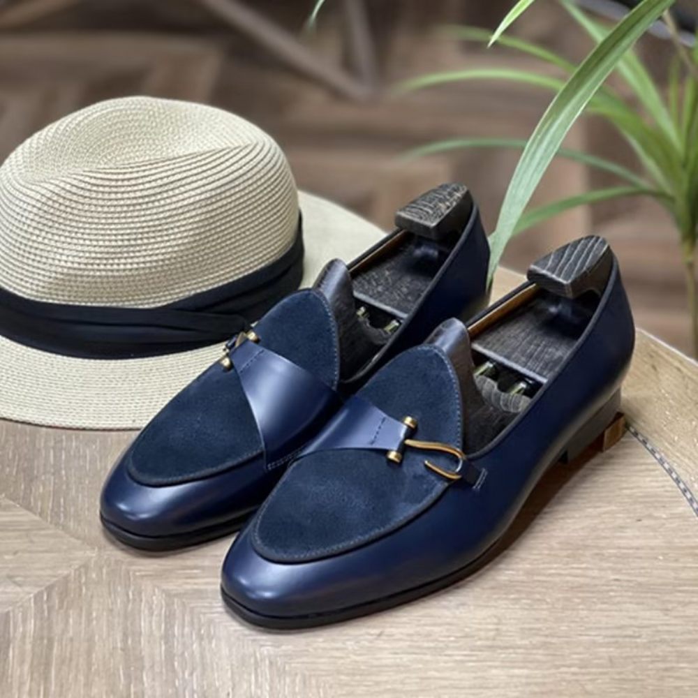 Chaussures Formelles Pour Hommes Richelieu Classiques À Enfiler - Bleu