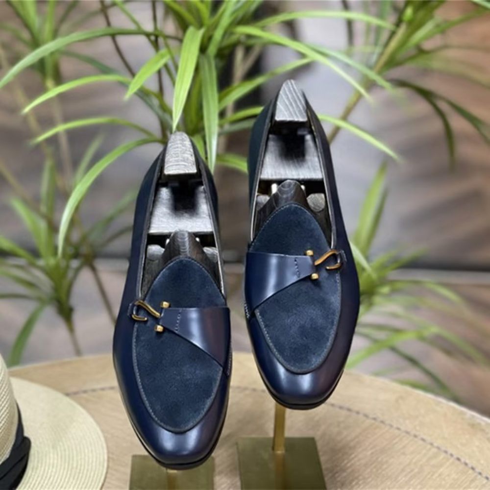 Chaussures Formelles Pour Hommes Richelieu Classiques À Enfiler - Bleu