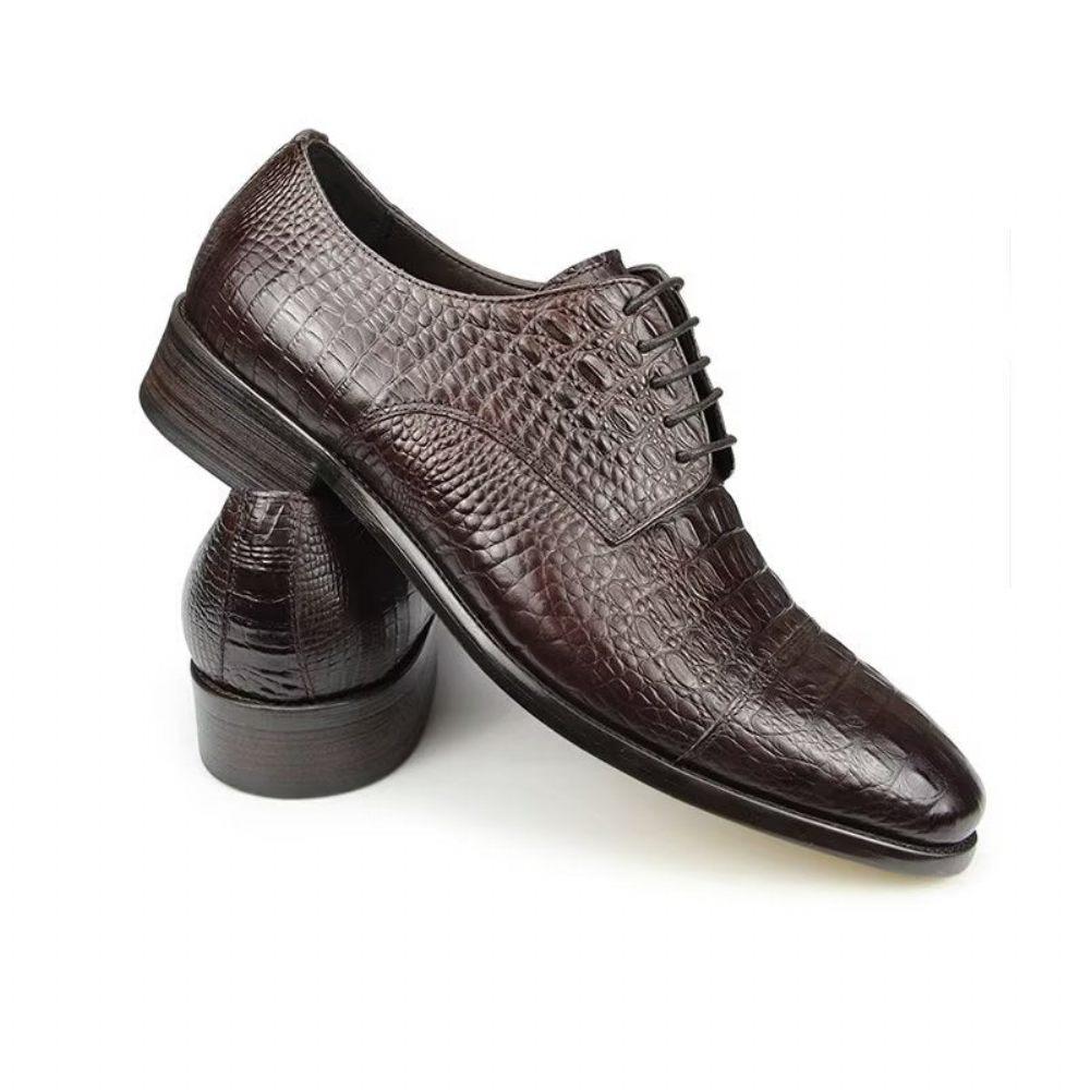 Chaussures Formelles Pour Hommes Richelieu Cuir Crocodile Somptueux Et Opulentes - Noir