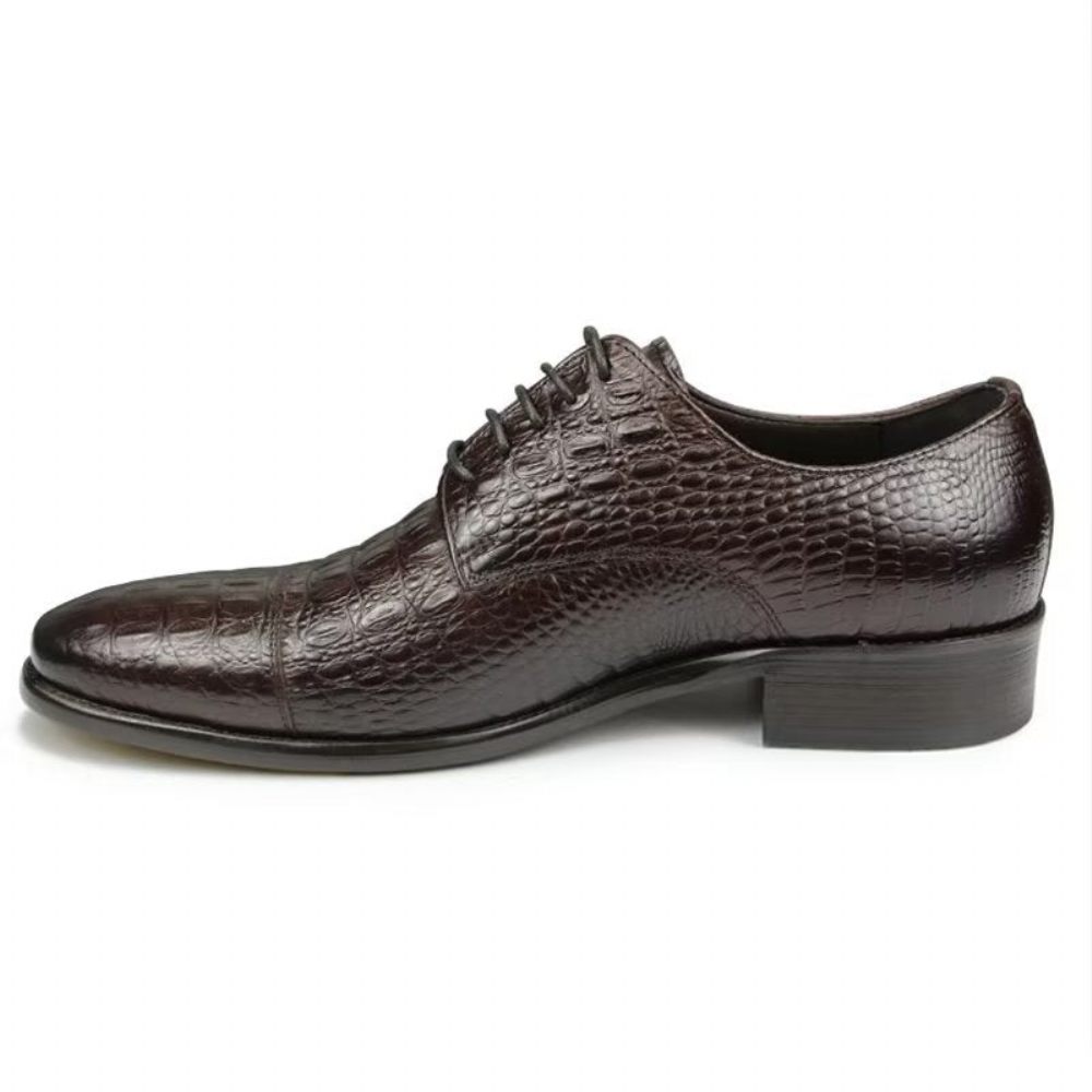 Chaussures Formelles Pour Hommes Richelieu Cuir Crocodile Somptueux Et Opulentes - Noir