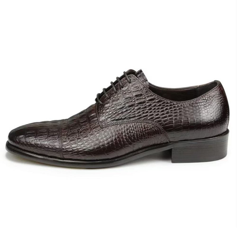 Chaussures Formelles Pour Hommes Richelieu Cuir Crocodile Somptueux Et Opulentes - Noir