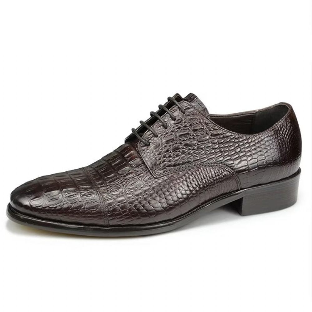 Chaussures Formelles Pour Hommes Richelieu Cuir Crocodile Somptueux Et Opulentes - Noir