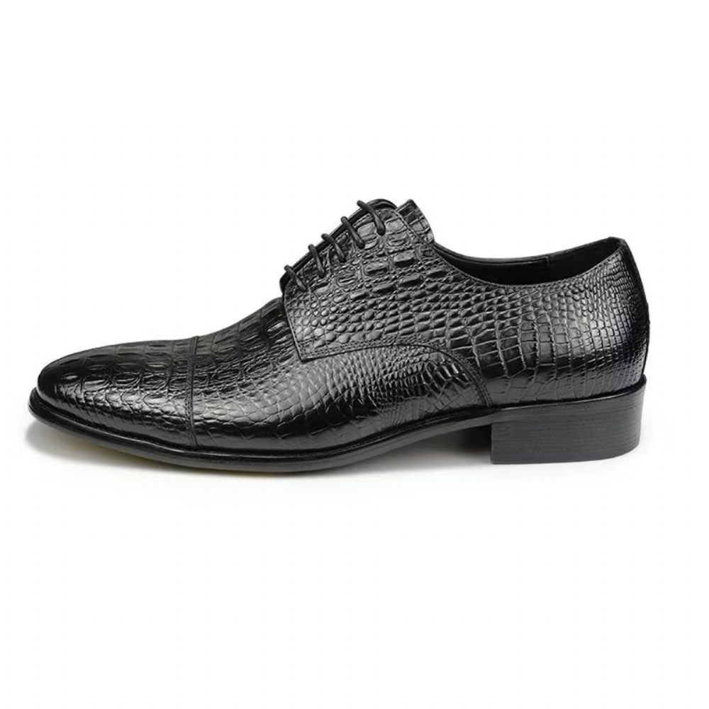 Chaussures Formelles Pour Hommes Richelieu Cuir Crocodile Somptueux Et Opulentes - Noir