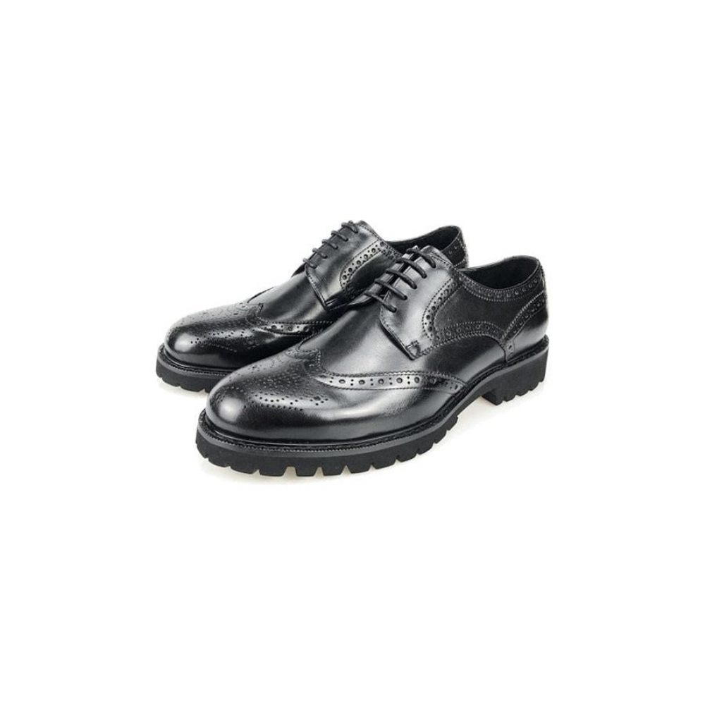 Chaussures Formelles Pour Hommes Richelieu Cuir À Lacets Exotiques - Noir