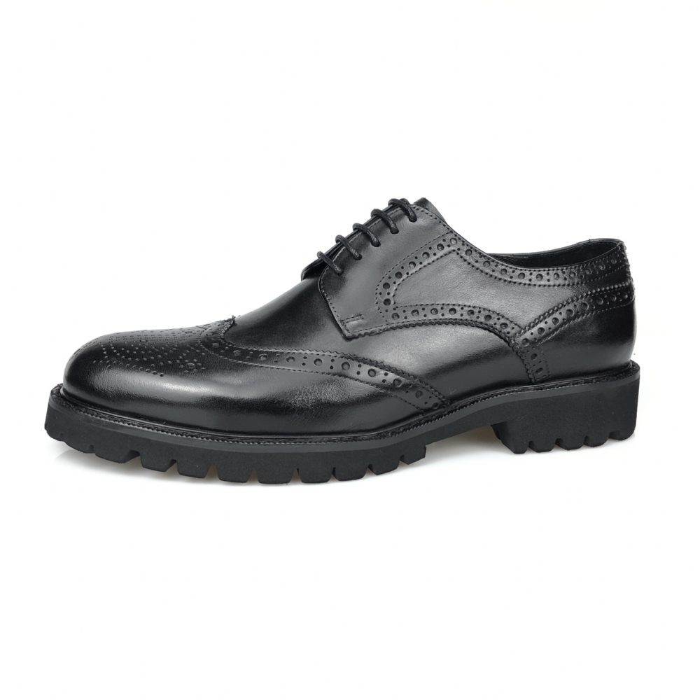 Chaussures Formelles Pour Hommes Richelieu Cuir À Lacets Exotiques - Noir