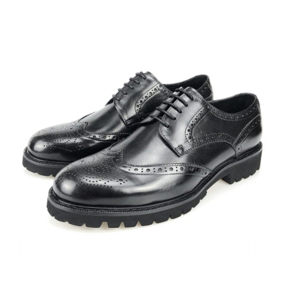 Chaussures Formelles Pour Hommes Richelieu Cuir À Lacets Exotiques - Noir