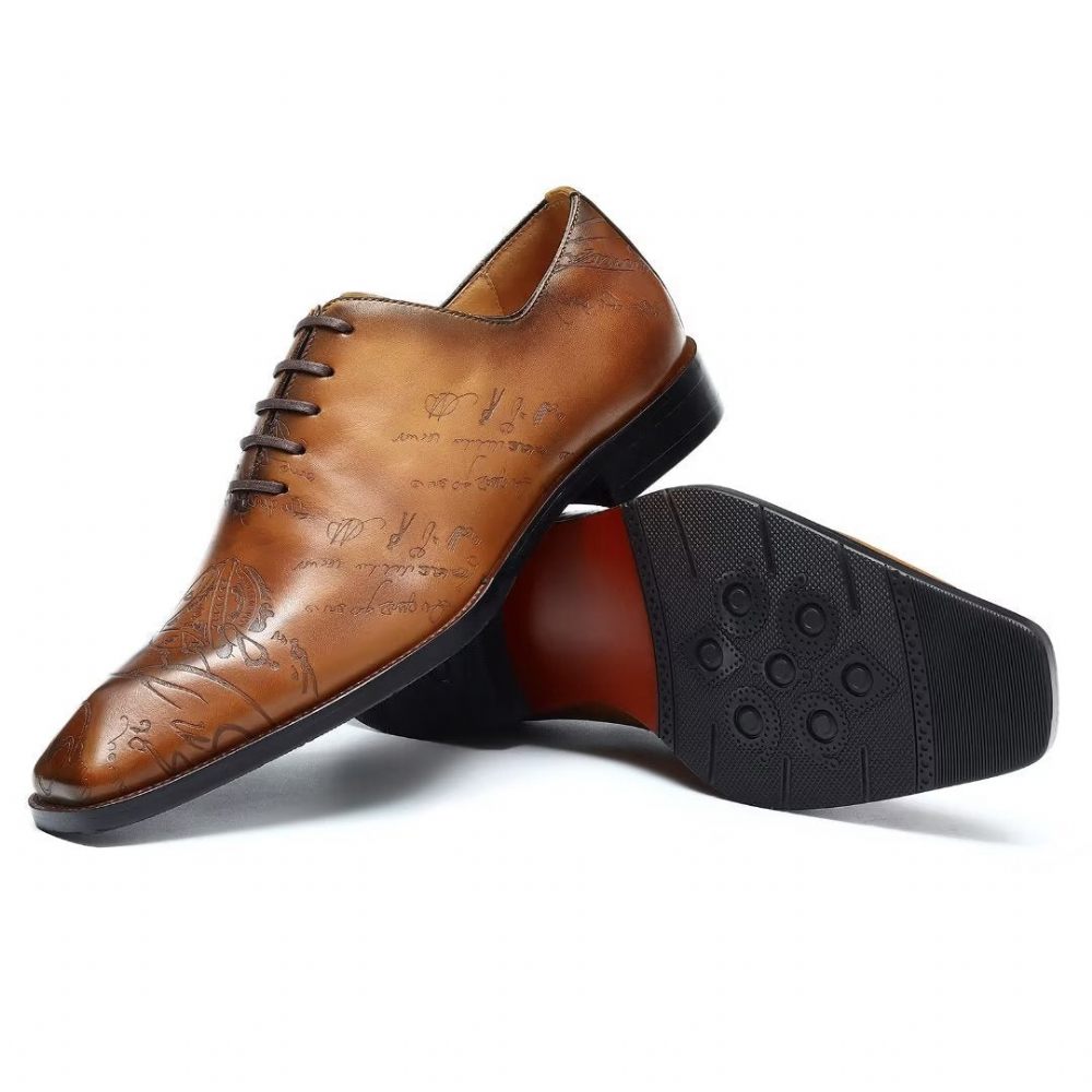 Chaussures Formelles Pour Hommes Richelieu Cuir Oxford - Marron